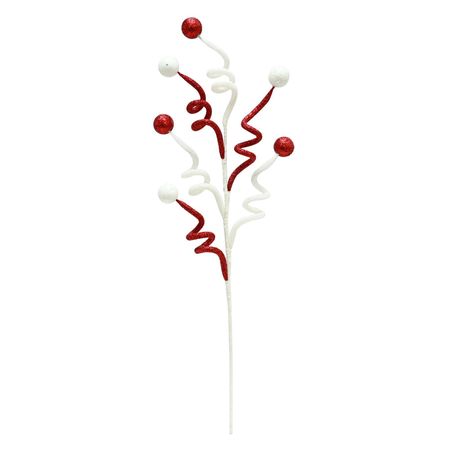 Adorno De Navidad Elfo Rama Rulos Bola Rojo Y Blanco 62Cm