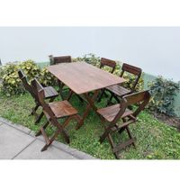 Juego de Mesa y Silla Plegables Portuguesa Rustico Marrón