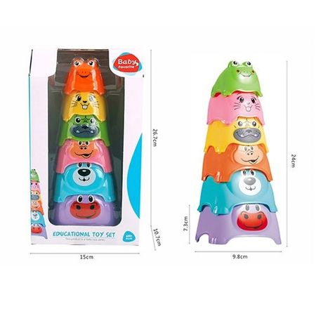 Set Juguete Educativo de Tazas Apilables de Animales