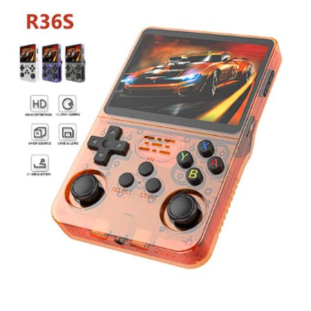 Consola de Videojuegos Portatil Retro R36S SD Kingston 128GB Naranja