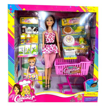 Fantasy Chef Set de Muñecas con Accesorios de Comida y Carrito de Compras