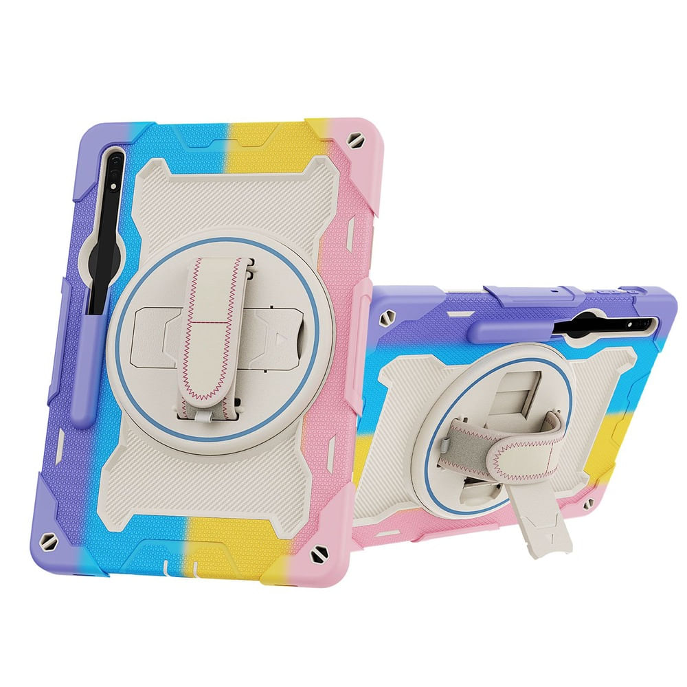 Funda para Samsung Tab S9 - Armor Defender 360 Arcoiris Rosa Resistente a Caidas