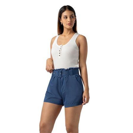 Polo de Hilo Sin Mangas Color Blanco para Mujer S