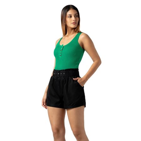 Polo de Hilo Sin Mangas Color Verde para Mujer M