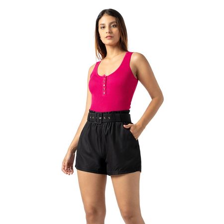 Polo de Hilo Sin Mangas Color Fucsia para Mujer M