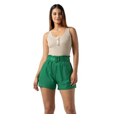 Polo de Hilo Sin Mangas Color Crema para Mujer XS