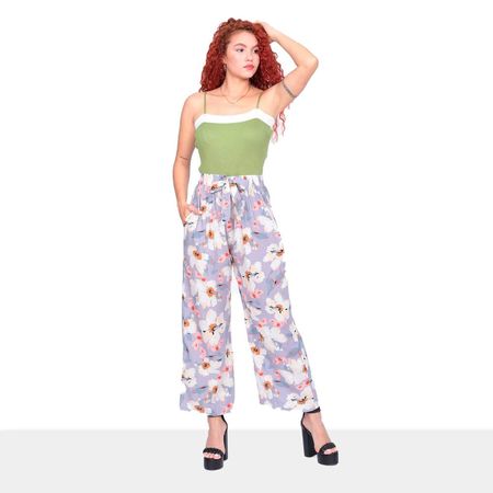 Pantalón Palazzo de Lino para Mujer Color Lila S