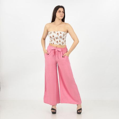 Pantalón Palazzo Floreado acampanado para mujer - Color Rosa L