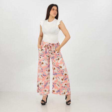 Pantalón Palazzo de Lino para Mujer Color Rosa L