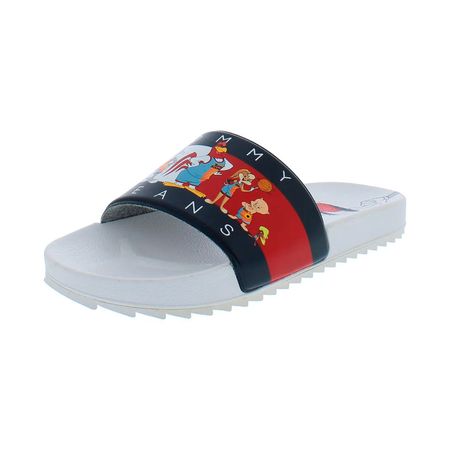 Sandalias Tommy Hilfiger X Space Jam Original Color Blanco Para Niño Talla 27.5