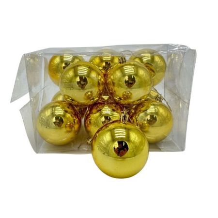 Bola 8Cm Esmaltada Set De 12 Dorado Eb500 Floripastore