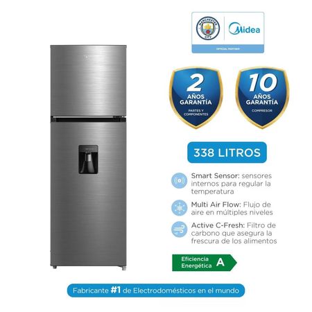 Refrigeradora de 339 Lts No Frost con Dispensador de Agua Midea MDRT489MTR46PEW Inox