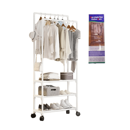 Organizador Colgador de Ropa Armable con ruedas BLANCO