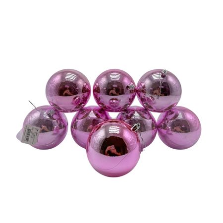 Bola 10Cm Esmaltada Set De 8 Rosada Eb514 Floripastore