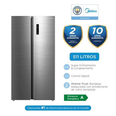 Refrigeradora Side by Side de 511 Lts Midea MDRS710FGR46PE Inox