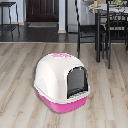 Caja Sanitaria para Gato Cerrado Rosado Y+Post-it adhesivos
