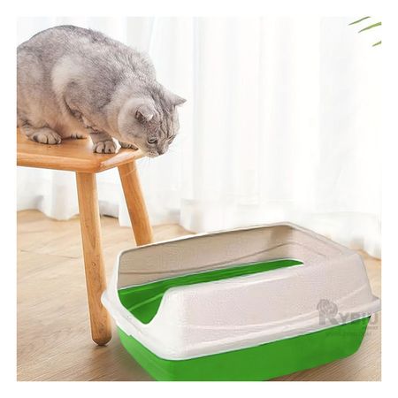 Arenero Transportable para Gatos en Color Verde Y+Stickers