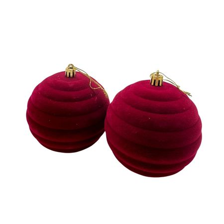 Bola 10 Cm Terciopelo Rojo 10Cm Set De 2 Eb522 Floripastore