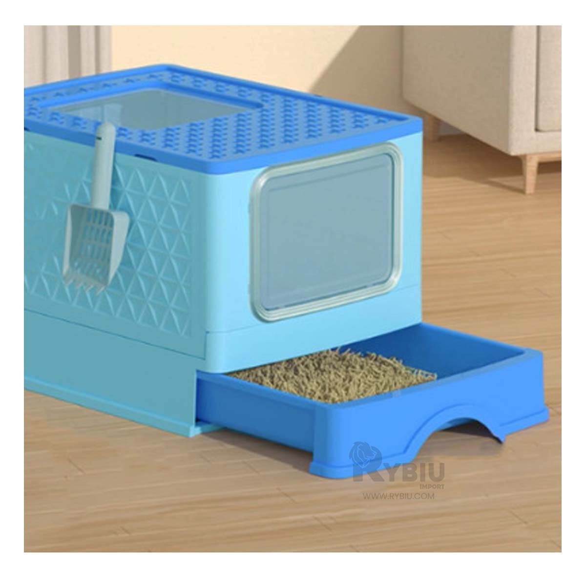 Caja de Arena Facil de Limpiar Celeste Y+Post-it adhesivos