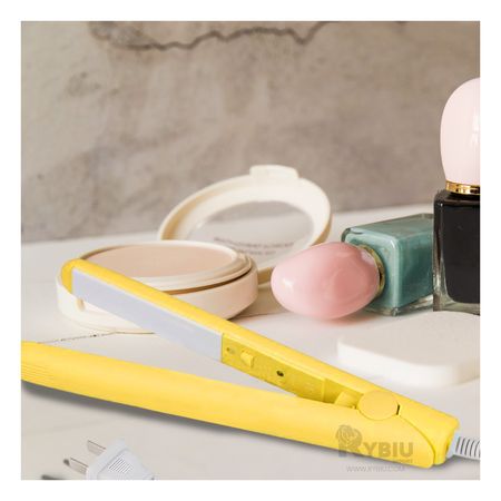 Mini Plancha Portatil de Cabello Amarillo Y+Papel de Regalo