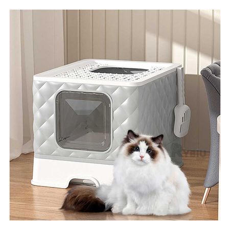 Arenero de Gato con Bandeja Extraible y Pala Cernidora Plomo