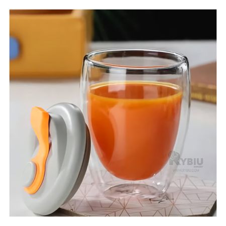 Vaso Doble Moderno con Tapa Color Naranja 350ml Y+Agendita