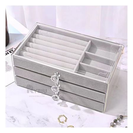 Estuche para Joyas de 3 Cajones en Plomo Y+Papel de Regalo