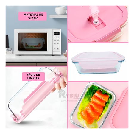 Contenedor para Comida Rosado 1040ml Y+Post-it adhesivos