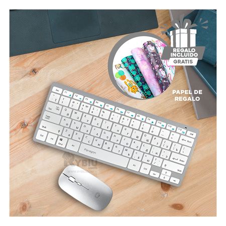 Kit Inalambrico Teclado y Mouse en Blanco Y+Papel de Regalo