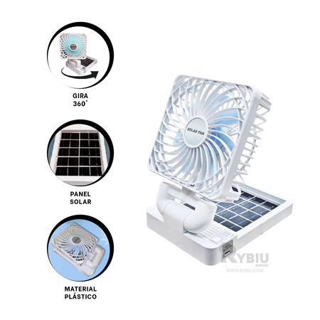 Ventilador Recargable Solar para Auto Color Blanco