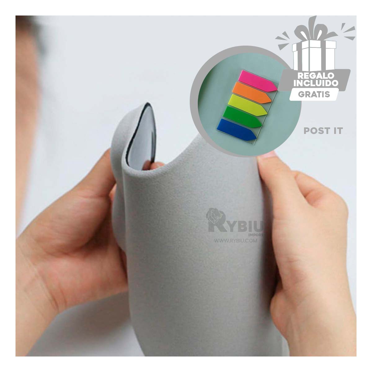 Alfombrilla Ergonomica en Gris Y+Post-it adhesivos