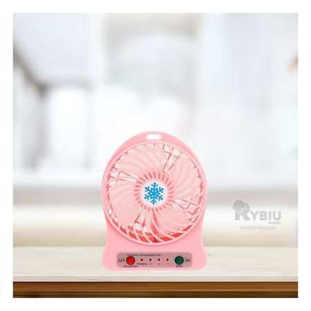 Mini Ventilador Recargable en Rosado Y+Papel de Regalo