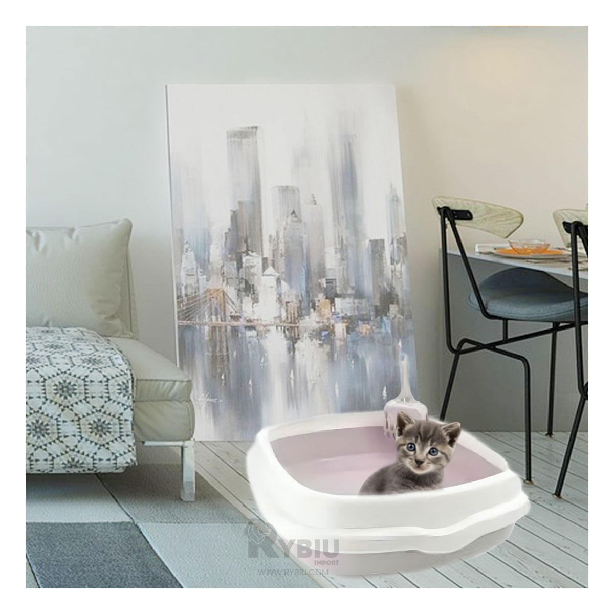 Arenero Ventilado con Pala 48x40x12.5 Lila Y+Regalo Stickers