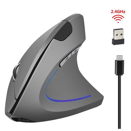 Mouse Vertical Inalambrico Ergonómico Usb Recargable Plata 24GHz