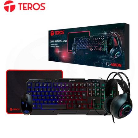 Combo Teros TE-4063N Teclado Multimedia- Mouse-Auricular-Mouse Pad