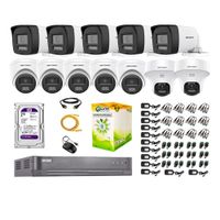 Kit 12 Cámaras de Seguridad 2MP 2 Domo PTZ  Audio Bidireccional Luz Sirena 2TB