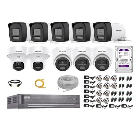 Kit 10 Cámaras de Seguridad 2MP 2 Domo PTZ Full HD Audio Bidireccional 2TB