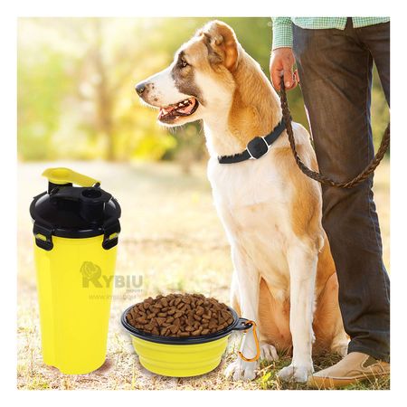 Bebedero y Comedero de Mascotas Amarillo Y+Papel de Regalo