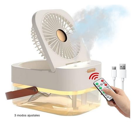 Ventilador humidificador 4 en 1 con Control y Luz led USB