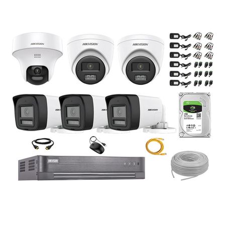 Kit 6 Cámaras de Seguridad 2MP 1 Domo PTZ Full HD Audio Bidireccional 1TB