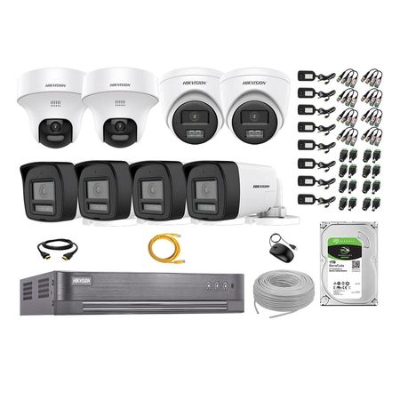 Kit 8 Cámaras de Seguridad 2MP 2 Domo PTZ Full HD Audio Bidireccional 1TB