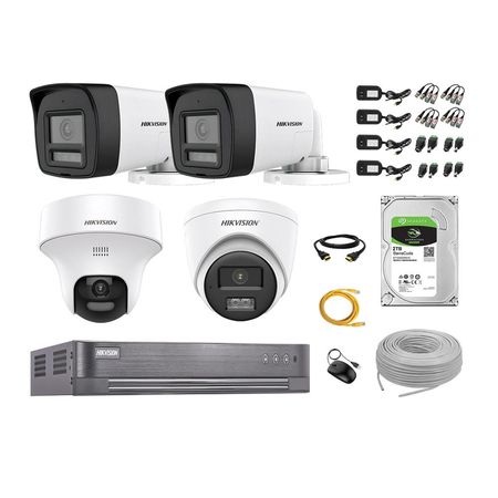 Kit 4 Cámaras de Seguridad 2MP 1 Domo PTZ Full HD Audio Bidireccional 2TB