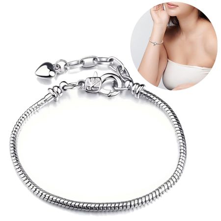 Pulsera Corazón tipo Pandora Plateado de Acero Inoxidable