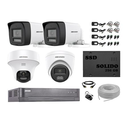 Kit 4 Cámaras de Seguridad 2MP 1 Domo PTZ Full HD Audio Bidireccional 256GB