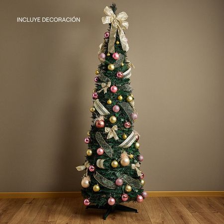 Árbol de Navidad Deco Dorado Plegable 180x50cm Orange - decoración incluida