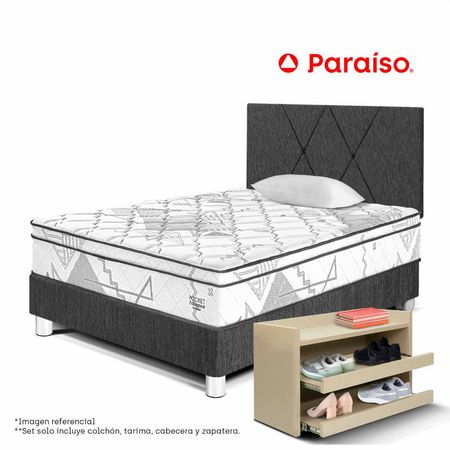 Dormitorio Pocket Advance 1.5 Plazas Charcoal+ Zapatera Prem