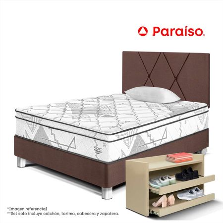 Dormitorio Pocket Advance 1.5 Plazas Chocolate+ Zapatera Prem