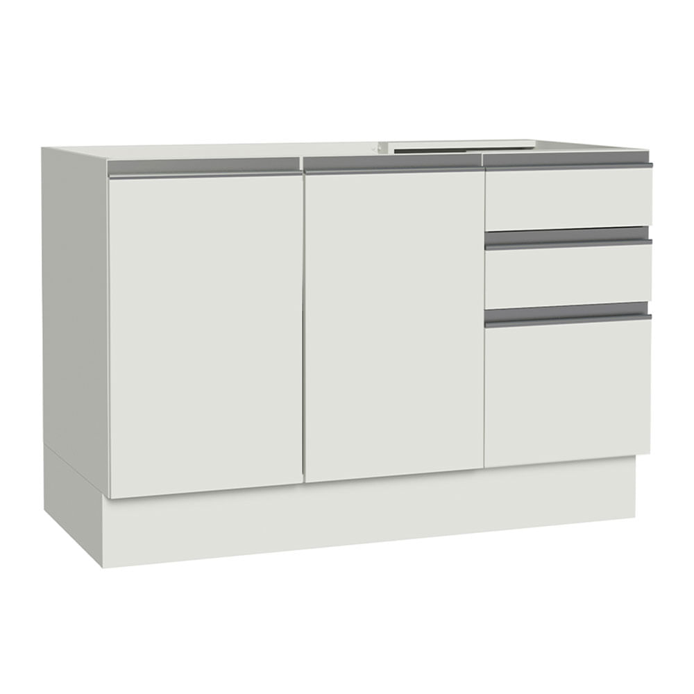 Mueble de Cocina 2 Puertas y 3 Cajones Glamy 120 x 60 cm Blanco