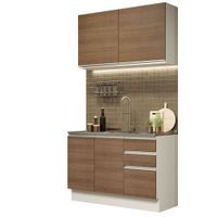 Mueble de Cocina Integral Glamy 120 cm Blanco/Marrón 09