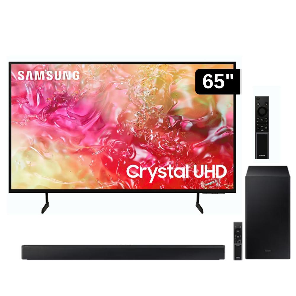 Televisor Samsung LED 65'' Crystal UHD 4K 65DU7000 Tizen OS Smart TV + Soundbar HW - C450